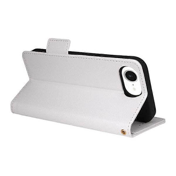 Kompatibelt Plånboksfodral för iPhone 16e, Flipfodral med Litchi-textur, PU-läder White