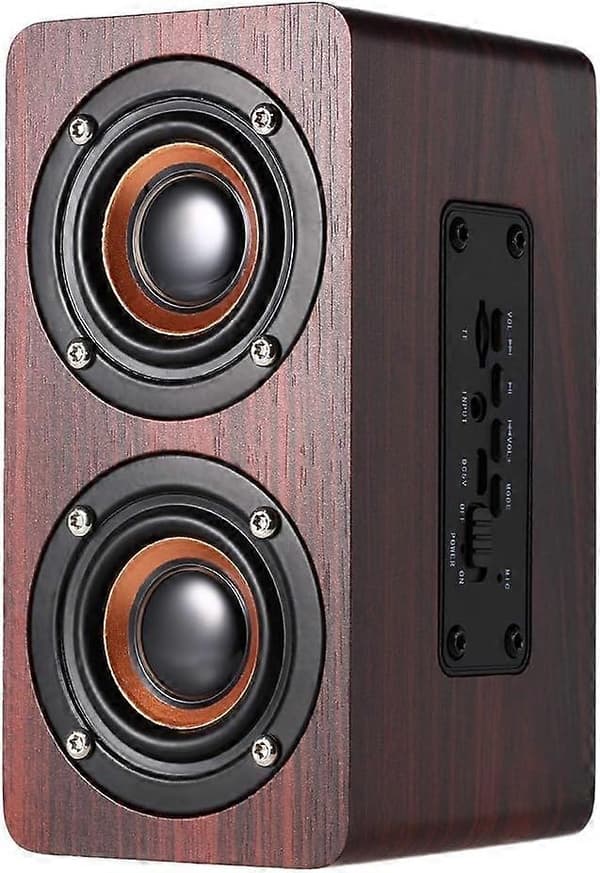 Bluetooth-högtalare i trä, W5 Röd Träådring Bluetooth-högtalare Bluetooth 4.2 10W Dubbla Högtalare