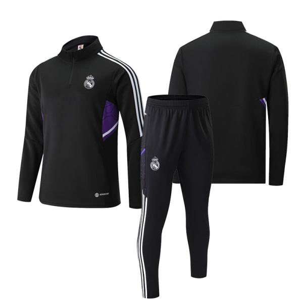 23 ny Real Madrid fotball treningstrøye langermet voksen ståkrage halv-glidelås dress høst og vinter trøye Real Madrid 4XL [height: 185-190cm]]
