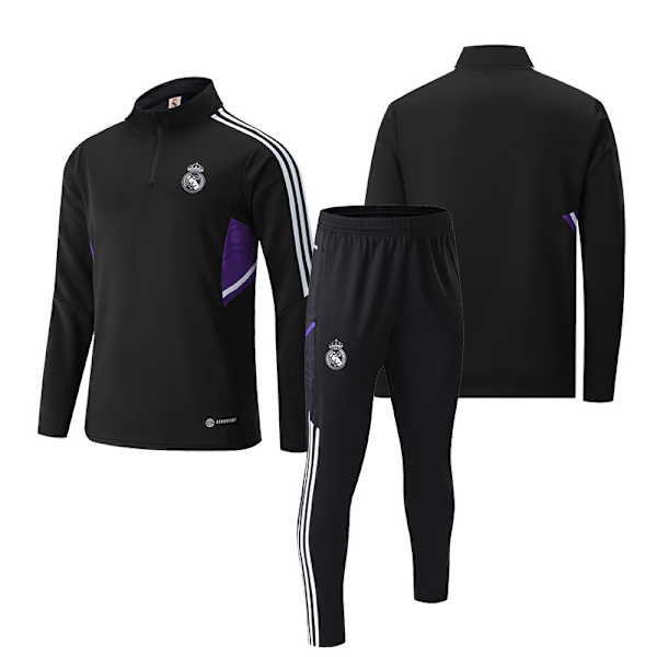 23 ny Real Madrid fotbollsträningströja långärmad vuxen ståkrage halvt blixtlås kostym höst- och vintertröja Real Madrid S [height: 140-150cm]]