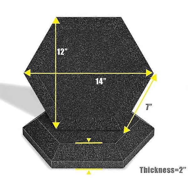 12 st Akustikskumskivor, Hexagonala Studio Lutningsklackskivor, Ljudisolering, för Ljudisolering