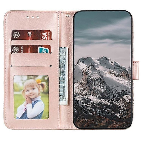 Kompatibelt Skal för Honor 200 Lite PU Läder Mandala Präglad Design Plånboksfodral PinkGold