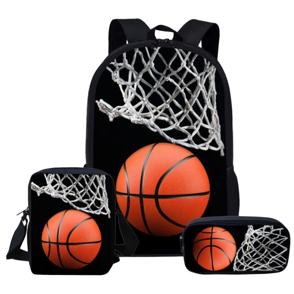 Basketball Rygsæk med Madkasse Drenge Skoletaske 3 stk Sæt 9