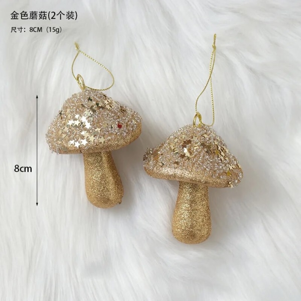 Champagne Julgransdekorationer Bollar Julgranskulor Julfest Hängande Kulor Ornament Juldekorationer för Hemmet Nyårsgåva golden mushrooms