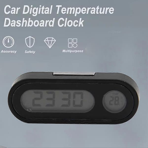 Bil Elektronisk Klokke Lysende Termometer LED Digital Display Dashbordklokke