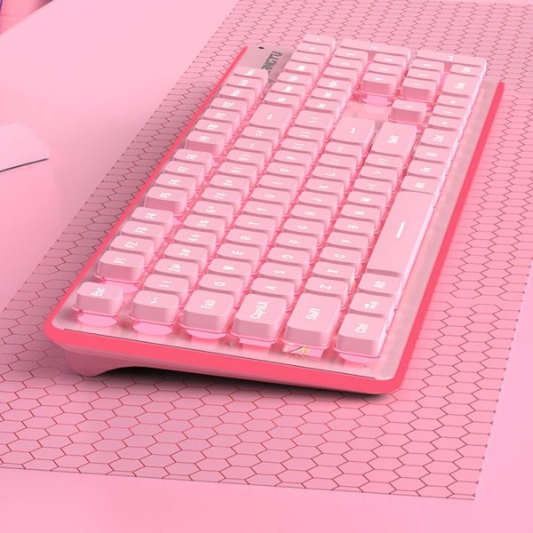 Bakgrunnsbelyst tastatur 104 taster Kablet USB Gaming Membran Keyboard Mute L1-K pink White