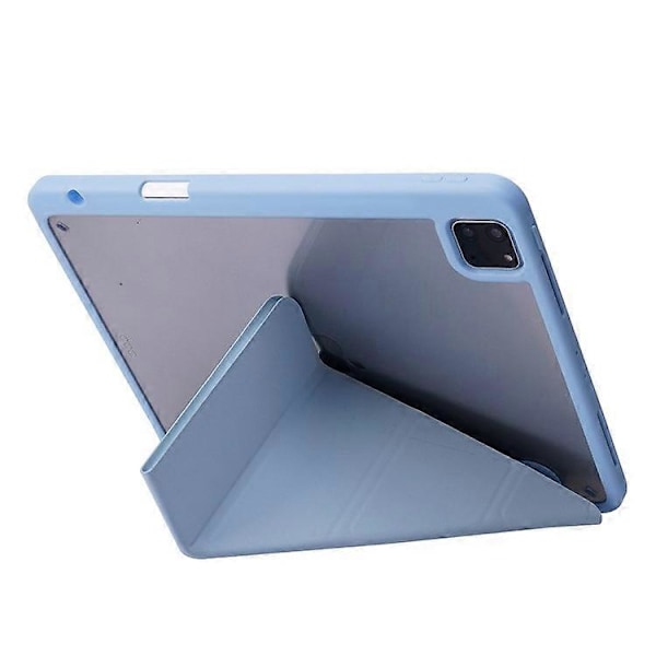 Kompatibel for iPad Pro 12.9-tommer (2021)/(2020)/(2018) Nettbrettveske Auto Wake/Sleep Origami Stativ PU-Lær + Akryl Deksel Azure