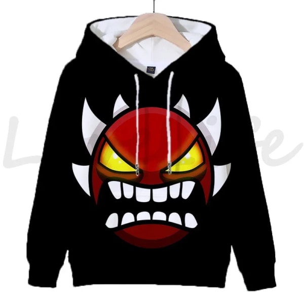 Angry Geometry Dash Hoodies för crianças, Cartoon Game Sweatshirts för crianças, 3D Print Hoody, Pulôveres för meninas och meni Lavender S