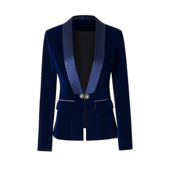Naisten toimisto Naisten ammattimainen yksivärinen samettipuku Business Casual -puku blue 3XL