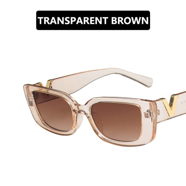 Retro Rektangel Solbriller Dame Vintage Små Stel Solbriller Dame Klassisk Sort Firkant Transparent Brown Style6