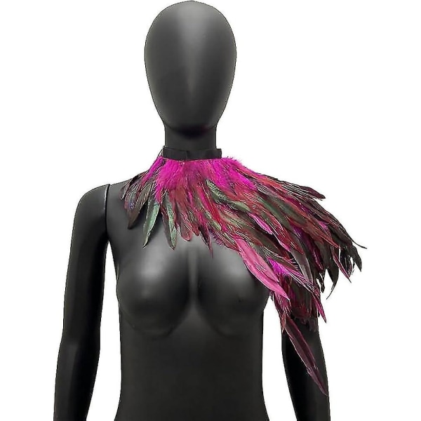 Fjer Shrug Sjal Krave Halskæde Halloween Kostume Epauletter, Kappe Sort Fancy Kjole Dame Fjer Kappe Cape Fjer Boa Fjer Tørklæde Til Cos rose red