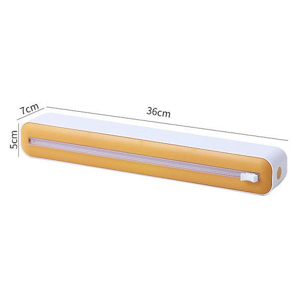 2 i 1 Plastfolieskärare Förvaring Matfolie Dispenser Folie Slider Köksredskap Yellow No Suctioncup