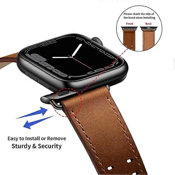 Kompatibel med Apple Watch Series 10 42mm / 9 8 7 41mm / 6 5 4 SE SE (2022) SE (2023) 40mm / 3 2 1 38mm Urrem Ægte Læder Brown