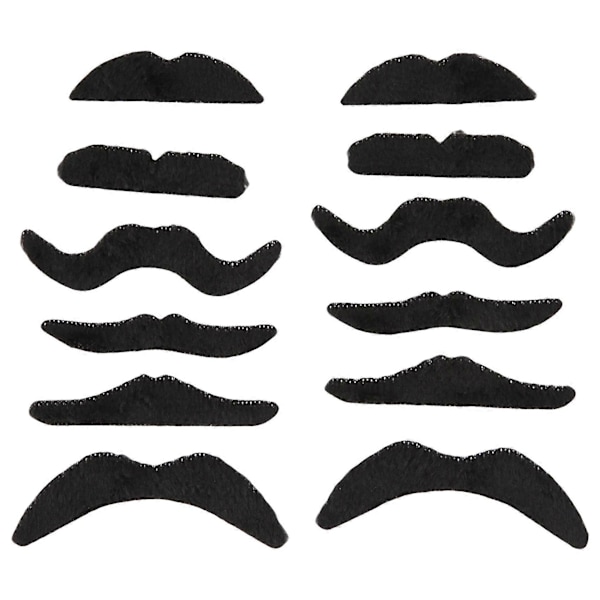 12 Pakk Selvklebende Assorterte Bartsett - Festlig Antrekk, Bursdag, Stilig