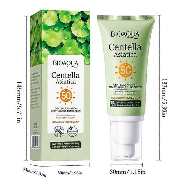 Centella Asiatica Solcreme, SPF50+ Fugtgivende & Isolerende Creme 1PCS