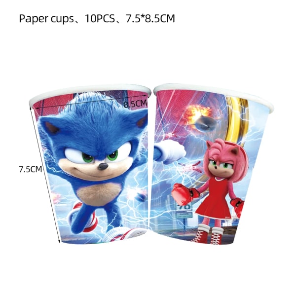 Uusi sarjakuva Sonic Juhlatarvikkeita Poikien syntymäpäiväjuhliin Kertakäyttöiset set Paperilautasella Kupit Lautasliinat Baby shower 10pcs Cup