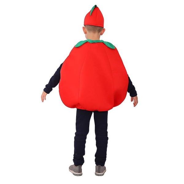 2022 Liten Tomat Cosplay For Barn Gutter Jenter Grønnsak Halloween Kostymer Rollelek Karneval Party S(100-110)