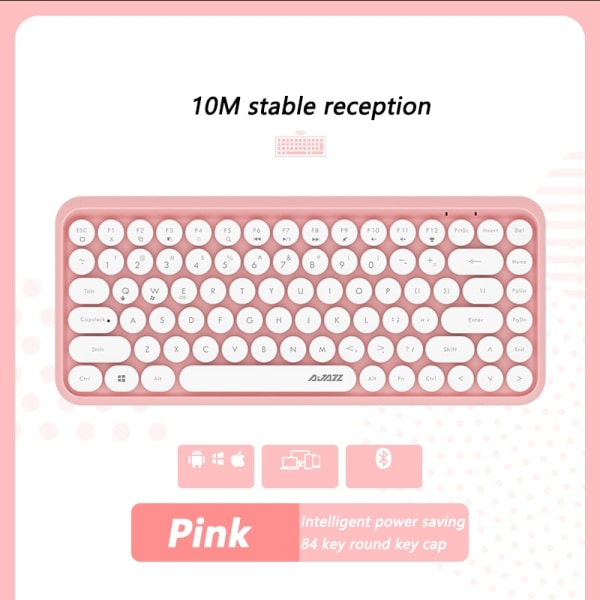 308I trådløst tastatur 18/84 taster rundt tastatur Bluetooth-tastatur bærbart 2,4 GHz numerisk tastatur Pink