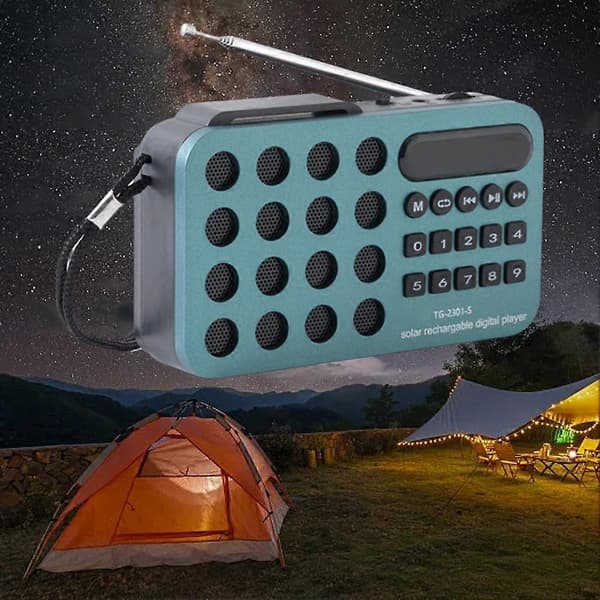 Mini bärbar fickradio med solcellsladdning och trådlösa högtalare som stöder USB Red