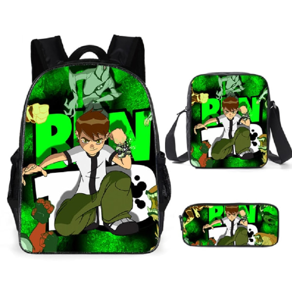 Sett med 3 16\" Ben 10 Ryggsekker for Barn Army Green 16 Inches