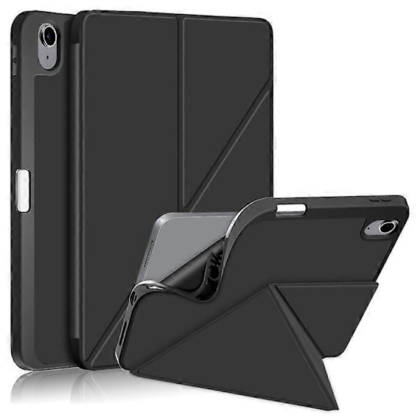 Kompatibel med iPad 10.9 (2022) / iPad 10. generasjon Origami Stativ PU Lær Tablet Deksel Auto Våkne / Sovne Pennspor Beskyttelsesdeksel Black