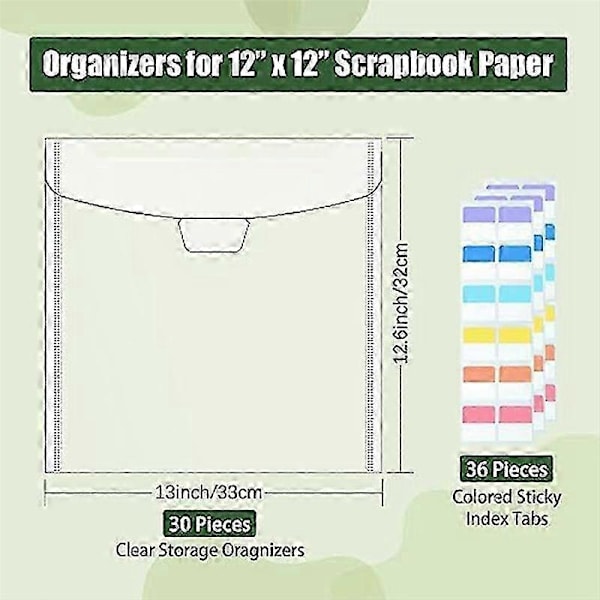 30-delt Scrapbog Papir Opbevaringsorganisator, til 12 x 12 tommer Scrapbog Papir, Vinylplader og Karton