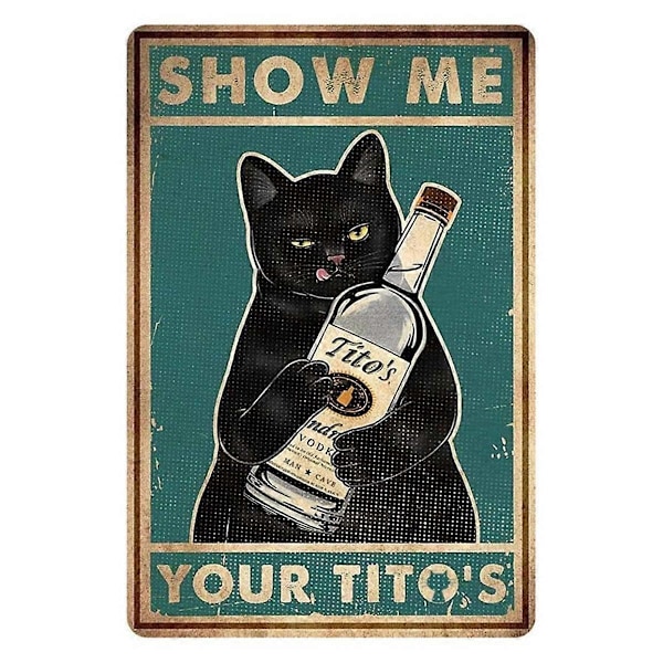 Sjovt Dine Sorte Katte Plakat Mandehule Skilt Vintage Bar Skilt Bar Vægdekoration 230X180cm
