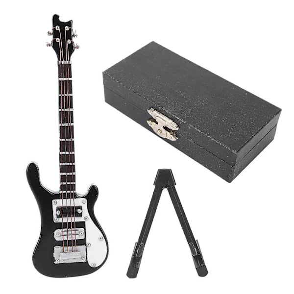 Miniatyr Tre Simulering Elektrisk Gitar Modell Musikkinstrument Ornamenter Gaver Svart