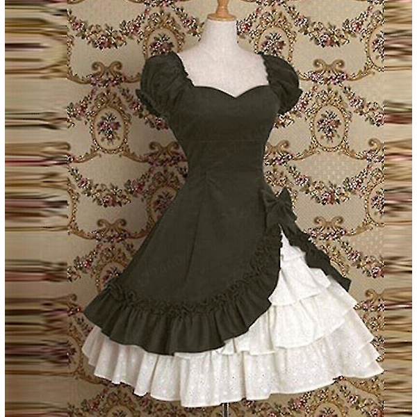 Dame Mode Klassisk Ta Kjole Sløjfe Stor Swing Nederdel Retro Lotusblad Firkantet Hals Vestidos Kortærmet Patchwork Kjole Farve5 Høj Kvalitet XL