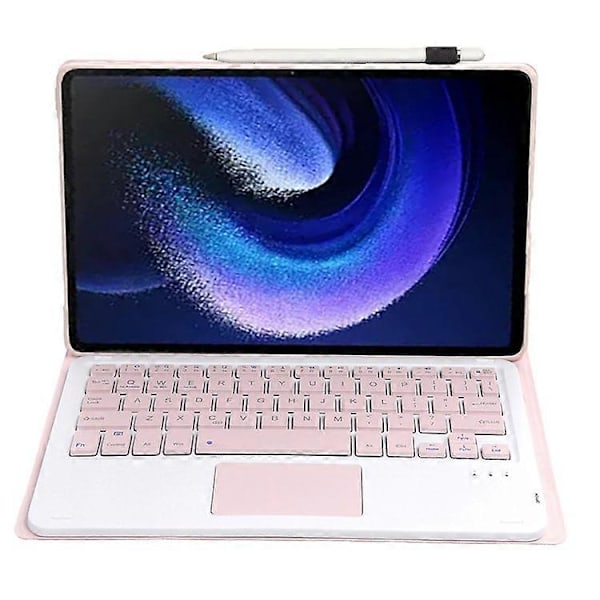 A0N7-A Kompatibel med Xiaomi Pad 6 / Pad 6 Pro PU Lær Tablet Case Slim Folio Stativdeksel med Touchpad Avtakbart Tastatur Pink