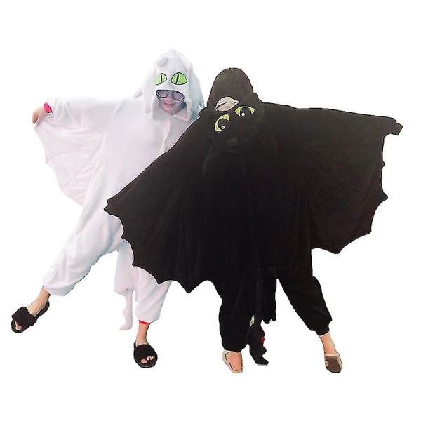 Dragon Onesies Hampaattomat kigurumit aikuisille Anime-asu, Naisten yksiosaiset pyjamat, hupulliset yöpuvut white onesie L