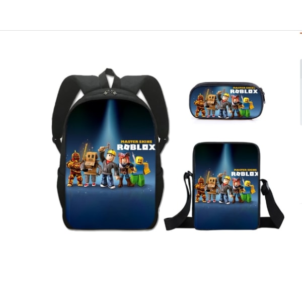 Set med 3 Cartoon Kids Robloxing Tryckta Ryggsäckar Barn Skolväska Pojkar Flickor Gray