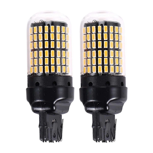 2X 7440 Canbus Super Sterk Feilfri LED Pære T20 W21W 144 SMD Gul for Ryggelys Blinklys