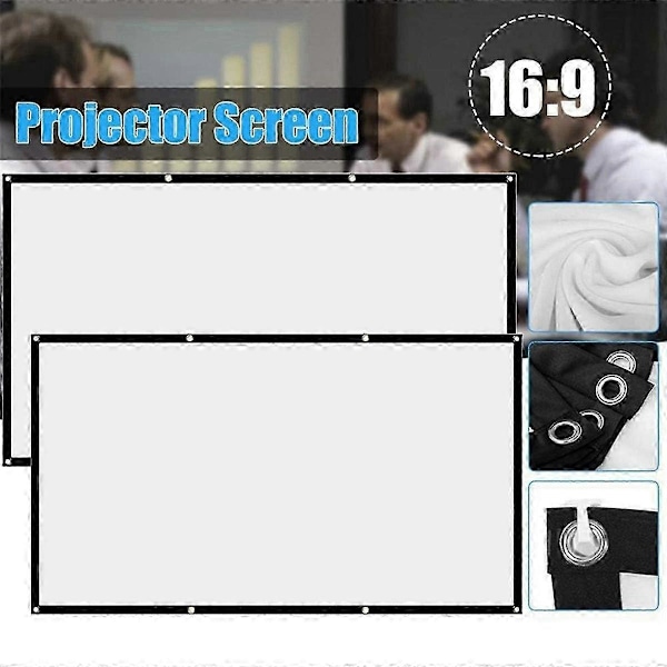 Projektorskjerm Filmduk 16:9 Bærbar Projektorskjerm Sammenleggbar Vaskbar for Kino Hjemmekino 100 Tommer