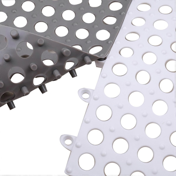 12 Pak Sammenlåsende Skridsikre Afløbsgulvfliser, 30 x 30 cm Blød PVC Badekar Brusebundsmåtte