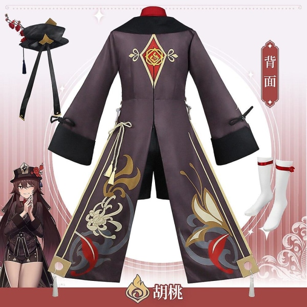 Peli Genshin Impact Hutao Cosplay -asu peruukki poninhännällä Liyue Hu Tao -sormukset Genshin Cosplay -asut Wig