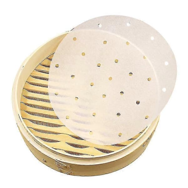 100 st Luftfritös Perforerat Bakplåtspapper 6 Tum Luftfritös Liner/bambu Ångkokare Papperperforerat Bakplåtspapper
