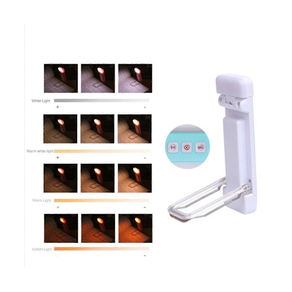 USB Uppladdningsbar Boklampa, Portabel Clip-on LED Läslampa, 3 Färger Dimbar, Perfekt för Böcker
