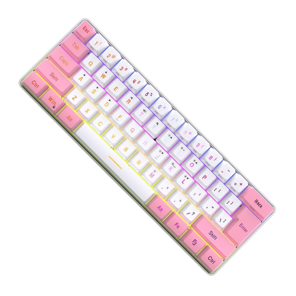 RGB Kablet Mekanisk Keyboard 61 Keys Notebook Keyboard Upgrade Pink Pink