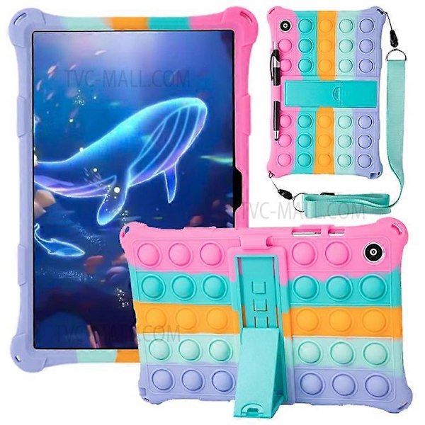 Kompatibel med Galaxy Tab A8 10.5 (2021) Fidget Sensorisk Silikon Boble Angst Stress Reduserende Leker Anti-skli Tekstur Nettbrettdeksel Pink