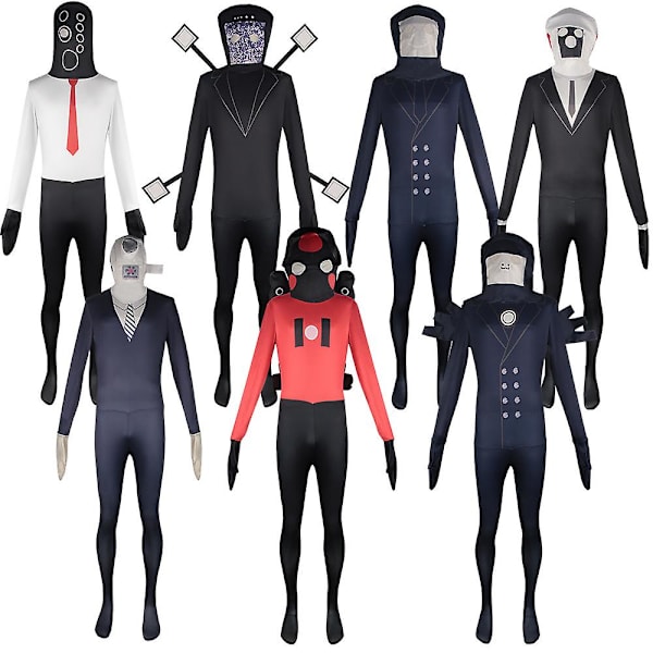 Skibidi Toalett Cosplay Kostym Högtalare Man Kameraman TV Man Cosplay Skibidi Toalett Kostym Spel Kläder Kostym Mask Barn Vuxen loudspeaker man jumpsuit M