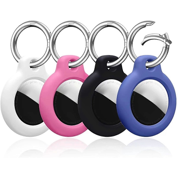 Passer Airtag nøglering [4 pak] Etui kompatibelt med Apple Airtag etui, GPS Air Tag Airtags nøglering (Sort/Pink/Hvid/Blå).