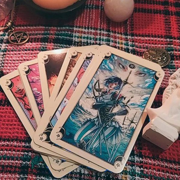 Tarot orakel kort mystisk spådom tegneserier Tarot jente kortspill brettspill engelsk poker Everyday witch