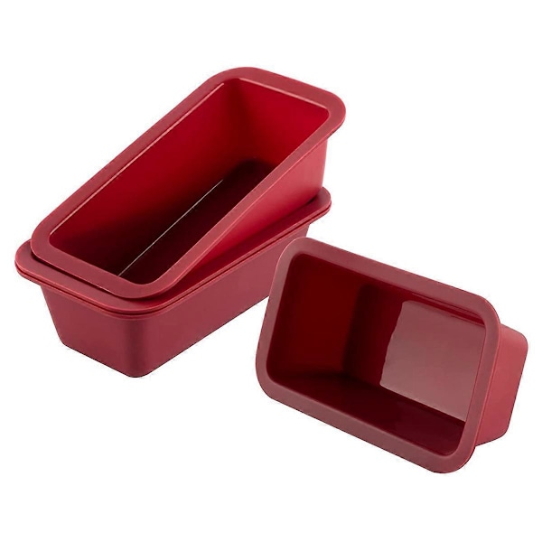 Silikon Mini Brødform 4-delt Sett Non-Stick Lett Slipp Rektangulær Silikon Mini Kakeform Suita