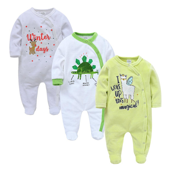 Pyjamas Varm vinter Baby Cartoon Pyjamas Fleece Jumpsuit Jul Jumpsuit Mjuk Pyjamas 3-6M