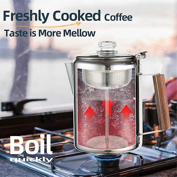 Kaffekande Komfur Kaffemaskine Percolator Bål Kaffekande Rustfrit Stål Kaffekande Camping