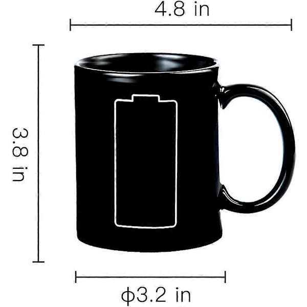 Magisk Varmefølsom Kaffekrus - Batterimåler Sjov Kop, Termometerfølsom Porcelæns Te Kaffekop