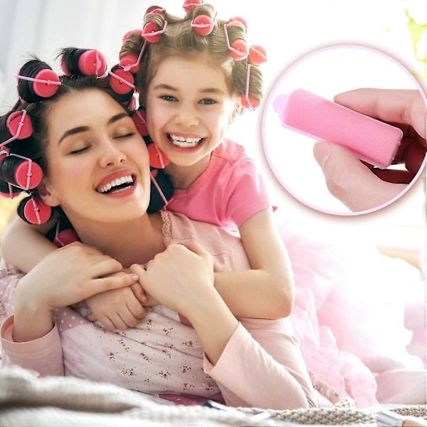 Skum Svampe Hårruller Fleksible Sovende Curlers Bløde Frisør Curlers Til Kvinder Piger Hårstyling (12 stk, Pink)