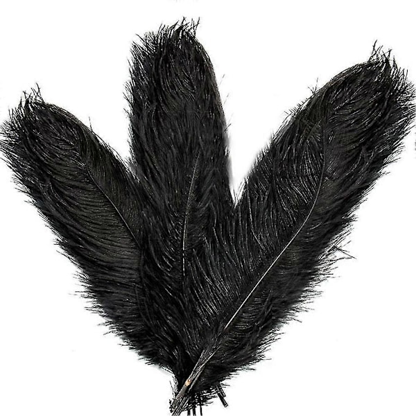 10 stk. Strudsefjer Plume Centerpiece Bryllupsfest Borddekoration 30-35cm Sort