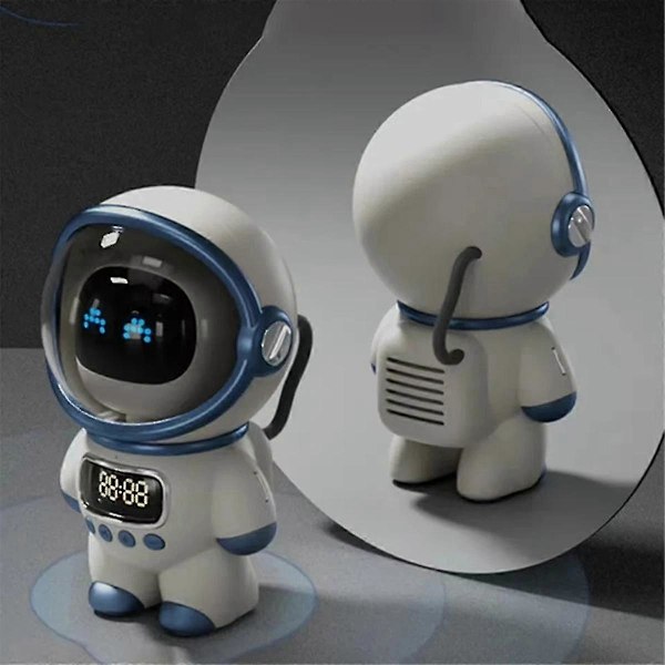 Smart Astronaut Bluetooth-högtalare Portabel Stereo Ai Interaktivt Ljud Med Väckarklocka Stöd Tf/fm Bordsklocka Rosa